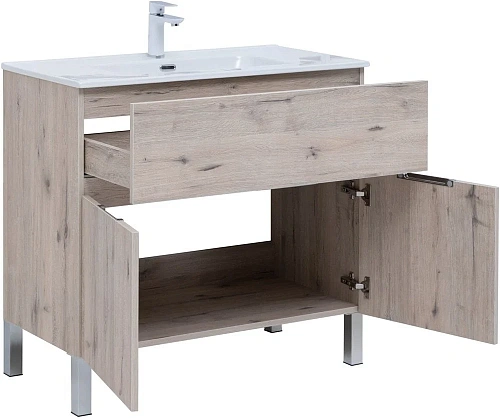 Тумба под раковину Aquanet Алвита New 90 1 ящик, 2 дверцы, дуб веллингтон белый 00303912 Тумба под раковину Aquanet Алвита New 90 1 ящик, 2 дверцы, дуб веллингтон белый 00303912