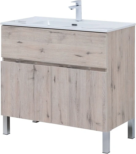 Тумба под раковину Aquanet Алвита New 90 1 ящик, 2 дверцы, дуб веллингтон белый 00303912 Тумба под раковину Aquanet Алвита New 90 1 ящик, 2 дверцы, дуб веллингтон белый 00303912