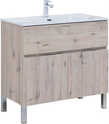 Тумба под раковину Aquanet Алвита New 90 1 ящик, 2 дверцы, дуб веллингтон белый 00303912 Тумба под раковину Aquanet Алвита New 90 1 ящик, 2 дверцы, дуб веллингтон белый 00303912