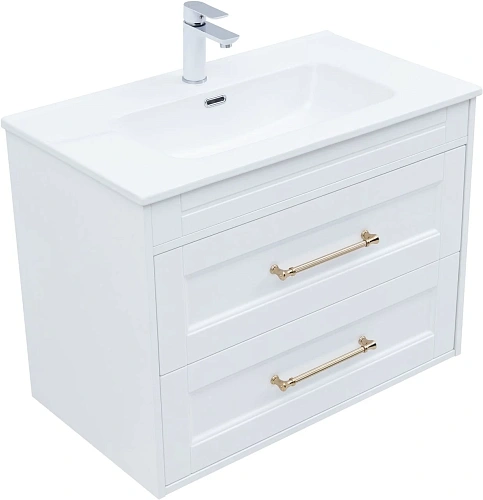 Тумба под раковину Aquanet Бостон new 80 00347182 белый сатин ручки золото Тумба под раковину Aquanet Бостон new 80 00347182 белый сатин ручки золото