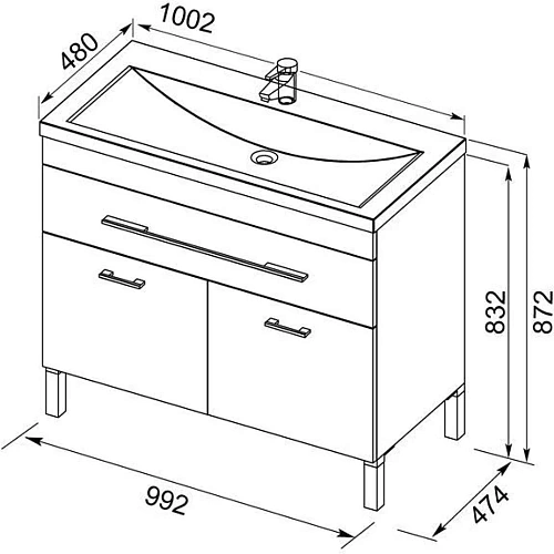 Тумба под раковину Aquanet Верона 100 белый (напольная 1 ящик 2 дверцы) 00182710 Тумба под раковину Aquanet Верона 100 белый (напольная 1 ящик 2 дверцы) 00182710
