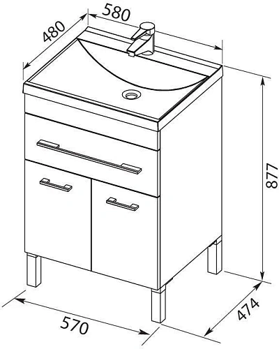 Тумба под раковину Aquanet Верона 60 крем (1 ящик, 2 дверцы) 00304535 Тумба под раковину Aquanet Верона 60 крем (1 ящик, 2 дверцы) 00304535