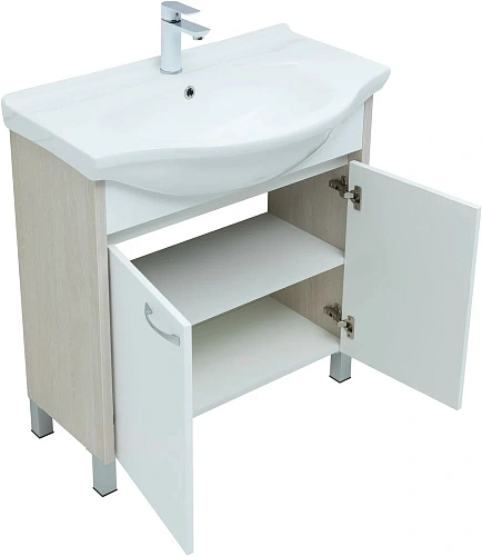 Тумба под раковину Aquanet Донна 80 белый дуб/белый (2 дверцы) 00274170 Тумба под раковину Aquanet Донна 80 белый дуб/белый (2 дверцы) 00274170