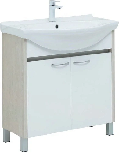 Тумба под раковину Aquanet Донна 80 белый дуб/белый (2 дверцы) 00274170 Тумба под раковину Aquanet Донна 80 белый дуб/белый (2 дверцы) 00274170