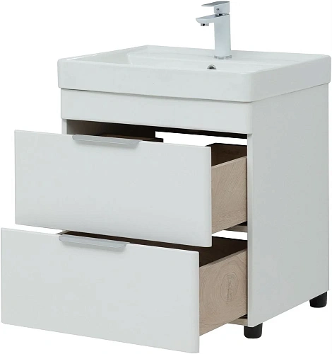 Тумба под раковину Aquanet Ирис new 60 белый глянец (2 ящика) 00310152 Тумба под раковину Aquanet Ирис new 60 белый глянец (2 ящика) 00310152