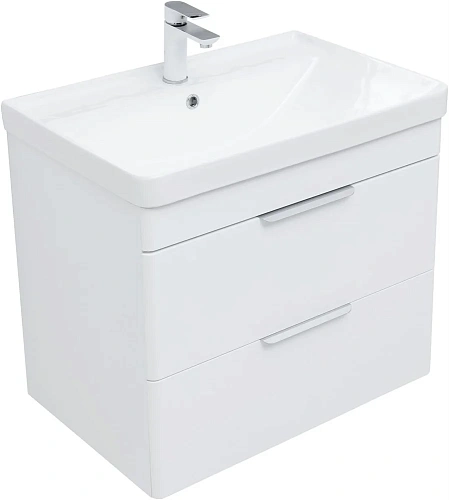 Тумба под раковину Aquanet Ирис new 710 белый глянец (2 ящика) 00310145 Тумба под раковину Aquanet Ирис new 710 белый глянец (2 ящика) 00310145