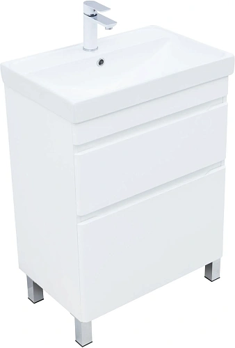 Тумба под раковину Aquanet Слим 60 00346042 напольная, белый сатин Тумба под раковину Aquanet Слим 60 00346042 напольная, белый сатин