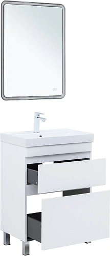 Тумба под раковину Aquanet Слим 60 00346042 напольная, белый сатин Тумба под раковину Aquanet Слим 60 00346042 напольная, белый сатин