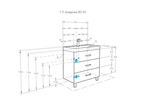 Тумба под раковину Aquaton Америна 80 М черная 1A169101AM950 Тумба под раковину Aquaton Америна 80 М черная 1A169101AM950