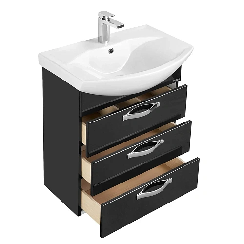 Тумба под раковину Aquaton Ария 50 Н черный глянец 1A140201AA950 Тумба под раковину Aquaton Ария 50 Н черный глянец 1A140201AA950