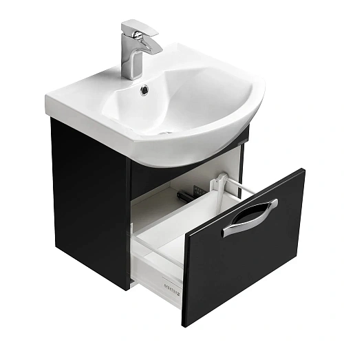 Тумба под раковину Aquaton Ария 50 подвесная черный глянец 1A140301AA950 Тумба под раковину Aquaton Ария 50 подвесная черный глянец 1A140301AA950