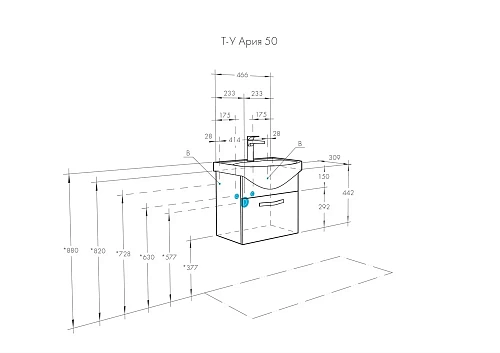 Тумба под раковину Aquaton Ария 50 подвесная черный глянец 1A140301AA950 Тумба под раковину Aquaton Ария 50 подвесная черный глянец 1A140301AA950