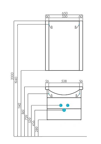 Тумба под раковину Aquaton Ария 65 М черный глянец 1A123301AA950 Тумба под раковину Aquaton Ария 65 М черный глянец 1A123301AA950