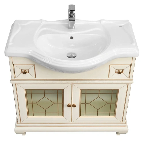 Тумба под раковину Aquaton Беатриче 85 слоновая кость с патиной 1A191701BEM60 Тумба под раковину Aquaton Беатриче 85 слоновая кость с патиной 1A191701BEM60