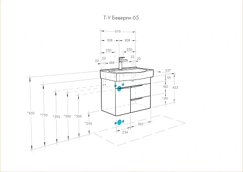 Тумба под раковину Aquaton Беверли 65 белый 1A235301BV010 Тумба под раковину Aquaton Беверли 65 белый 1A235301BV010
