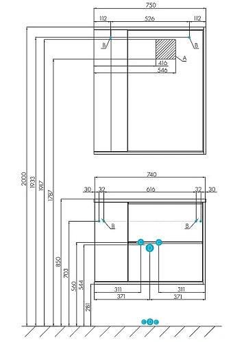 Тумба под раковину Aquaton Бостон 75 дуб эврика 1A252601BN010 Тумба под раковину Aquaton Бостон 75 дуб эврика 1A252601BN010