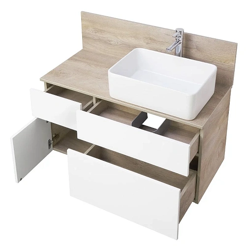 Тумба под раковину Aquaton Мишель 100 без столешницы, дуб эндгрейн, белый 1A244101MIX40 Тумба под раковину Aquaton Мишель 100 без столешницы, дуб эндгрейн, белый 1A244101MIX40