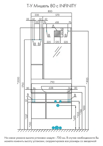Тумба под раковину Aquaton Мишель 80 без столешницы, дуб рустикальный, фьорд 1A256801MIX30 Тумба под раковину Aquaton Мишель 80 без столешницы, дуб рустикальный, фьорд 1A256801MIX30