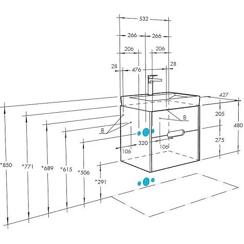 Тумба под раковину Aquaton Оливия 55 грей, дуб ойстер 1A254201OLUG0 Тумба под раковину Aquaton Оливия 55 грей, дуб ойстер 1A254201OLUG0