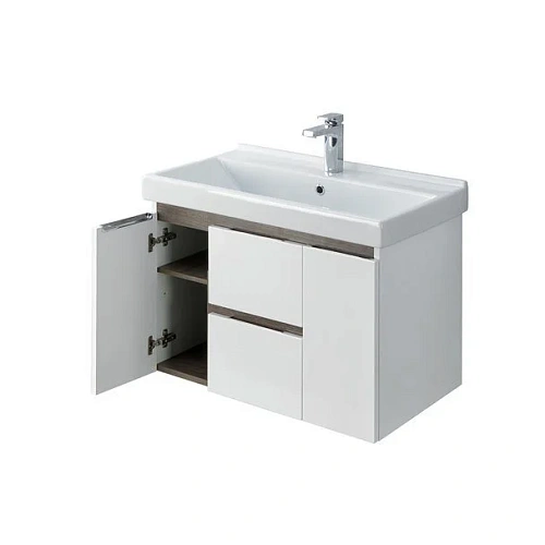 Тумба под раковину Aquaton Рене 80 белый, грецкий орех 1A222201NRC80 Тумба под раковину Aquaton Рене 80 белый, грецкий орех 1A222201NRC80