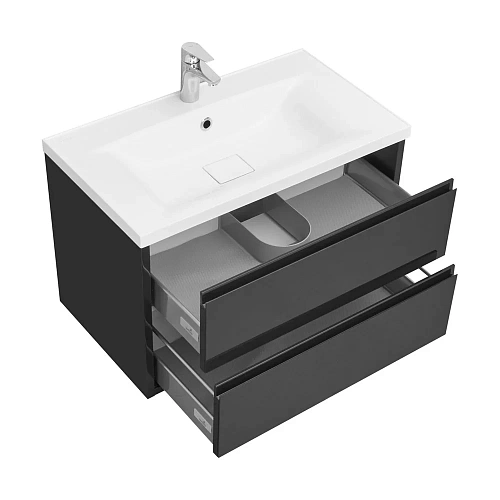 Тумба под раковину Aquaton Римини 80 черный глянец 1A226701RN950 NEW Тумба под раковину Aquaton Римини 80 черный глянец 1A226701RN950 NEW