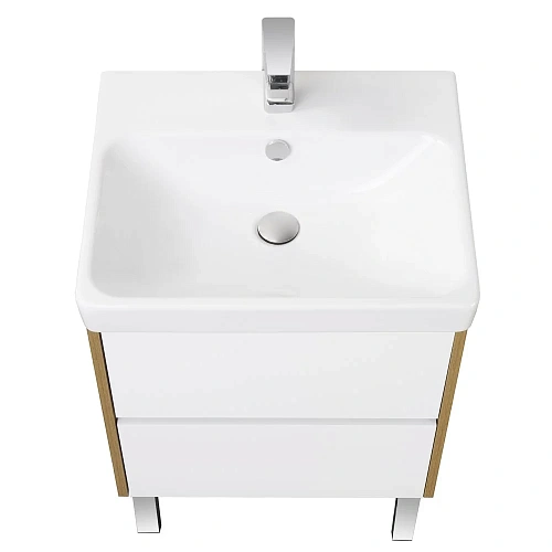 Тумба под раковину Aquaton Сканди 55 белая, дуб рустикальный 1A251701SDZ90 Тумба под раковину Aquaton Сканди 55 белая, дуб рустикальный 1A251701SDZ90