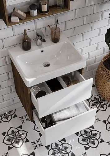 Тумба под раковину Aquaton Сканди 55 белая, дуб рустикальный 1A251701SDZ90 Тумба под раковину Aquaton Сканди 55 белая, дуб рустикальный 1A251701SDZ90