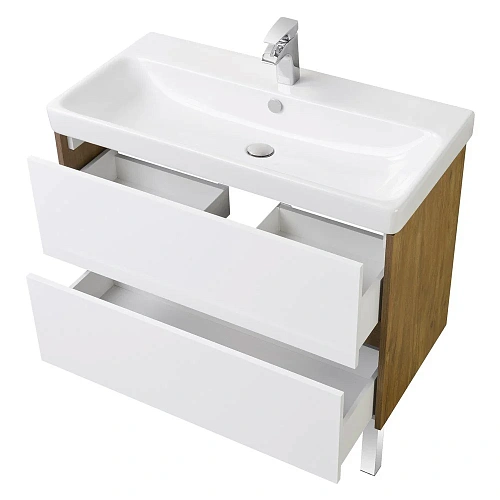 Тумба под раковину Aquaton Сканди 90 белая, дуб рустикальный 1A251901SDZ90 Тумба под раковину Aquaton Сканди 90 белая, дуб рустикальный 1A251901SDZ90