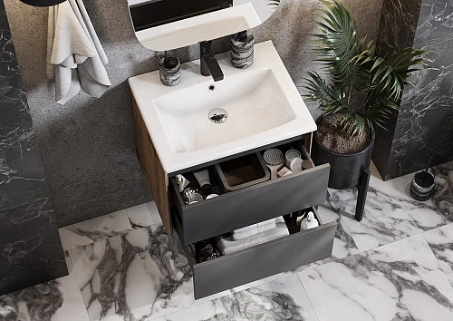 Тумба под раковину Aquaton Сохо 60 дуб веллингтон, графит софт 1A258001AJA00 Тумба под раковину Aquaton Сохо 60 дуб веллингтон, графит софт 1A258001AJA00