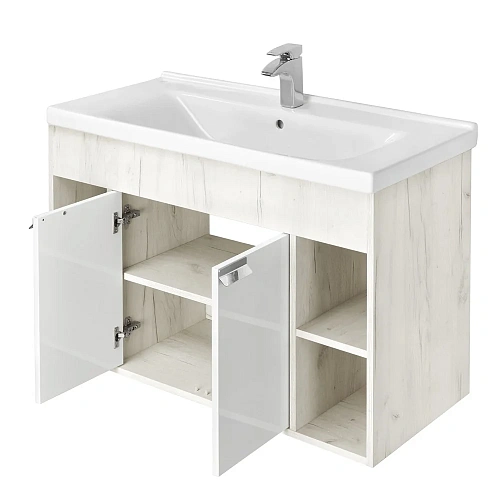 Тумба под раковину Aquaton Флай 100 белый, дуб крафт 1A237501FAX10 Тумба под раковину Aquaton Флай 100 белый, дуб крафт 1A237501FAX10