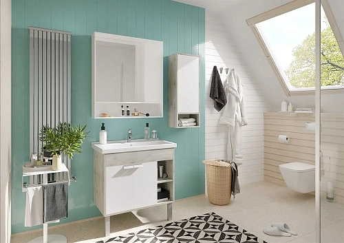 Тумба под раковину Aquaton Флай 80 белый, дуб крафт 1A237401FAX10 Тумба под раковину Aquaton Флай 80 белый, дуб крафт 1A237401FAX10