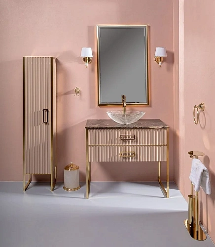 Тумба под раковину Armadi Art MONACO 100 867-100-CPG капучино глянец + золото Тумба под раковину Armadi Art MONACO 100 867-100-CPG капучино глянец + золото