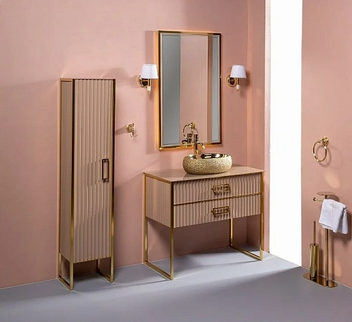 Тумба под раковину Armadi Art MONACO 100 867-100-CPG капучино глянец + золото Тумба под раковину Armadi Art MONACO 100 867-100-CPG капучино глянец + золото