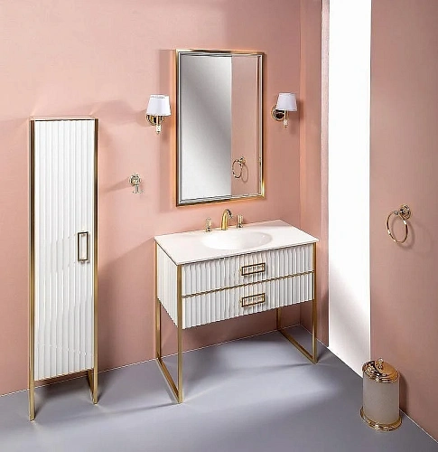 Тумба под раковину Armadi Art Monaco 100см белая глянец + золото под раковину чашу 867-100-WG Тумба под раковину Armadi Art Monaco 100см белая глянец + золото под раковину чашу 867-100-WG