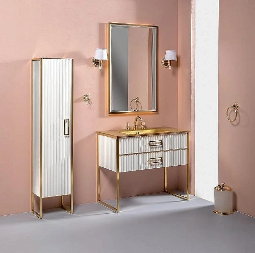Тумба под раковину Armadi Art Monaco 100см белая глянец + золото под раковину чашу 867-100-WG Тумба под раковину Armadi Art Monaco 100см белая глянец + золото под раковину чашу 867-100-WG