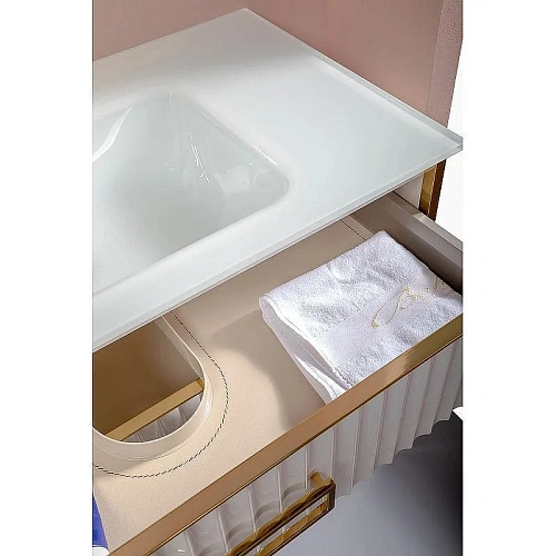 Тумба под раковину Armadi Art Monaco 100см белая глянец + золото под раковину чашу 867-100-WG Тумба под раковину Armadi Art Monaco 100см белая глянец + золото под раковину чашу 867-100-WG