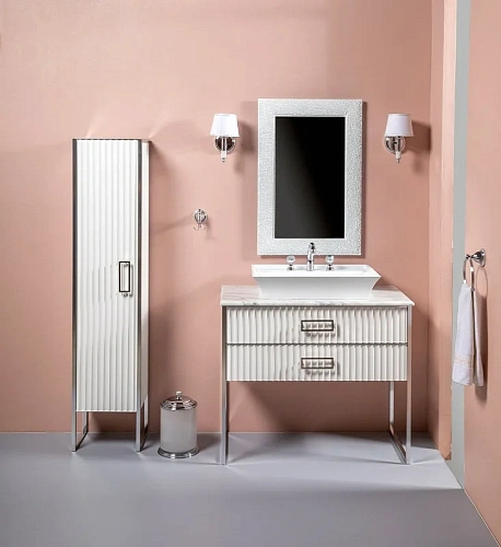 Тумба под раковину Armadi Art Monaco 100см белая глянец + хром под раковину чашу 867-100-WCR Тумба под раковину Armadi Art Monaco 100см белая глянец + хром под раковину чашу 867-100-WCR