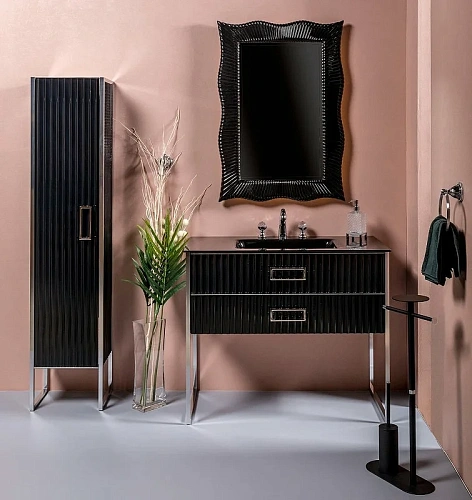 Тумба под раковину Armadi Art Monaco 100см черная глянец + хром под раковину 866-100-BCR Тумба под раковину Armadi Art Monaco 100см черная глянец + хром под раковину 866-100-BCR