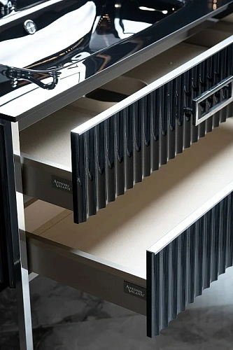 Тумба под раковину Armadi Art MONACO 80 866-080-BCR черная глянец + хром моноблок Тумба под раковину Armadi Art MONACO 80 866-080-BCR черная глянец + хром моноблок