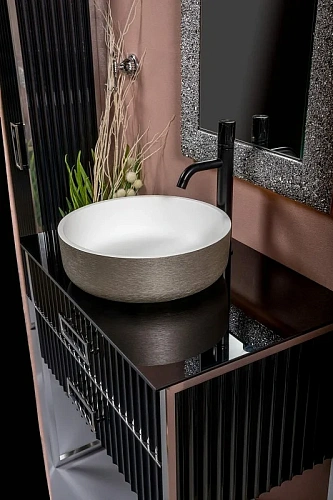 Тумба под раковину Armadi Art Monaco 80см черная глянец + хром под раковину чашу 867-080-BCR Тумба под раковину Armadi Art Monaco 80см черная глянец + хром под раковину чашу 867-080-BCR