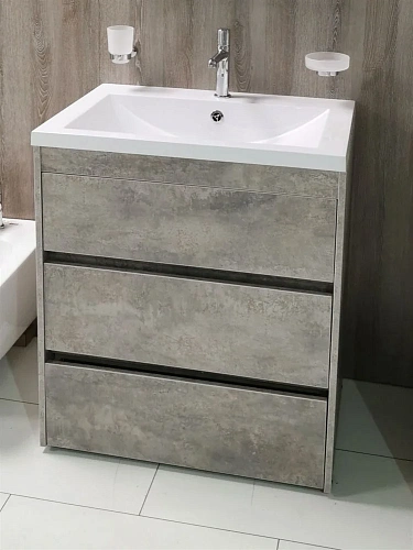 Тумба под раковину ART&MAX FAMILY FAMILY-900-3C-PIA-CV напольная с тремя выкатными ящиками, Cemento Family-900-3C-PIA-CV Тумба под раковину ART&MAX FAMILY FAMILY-900-3C-PIA-CV напольная с тремя выкатными ящиками, Cemento Family-900-3C-PIA-CV