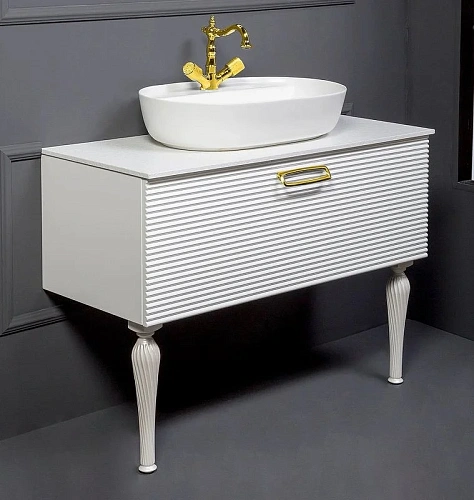 Тумба под раковину Boheme Linea 100 белая + Золото 842-100-WG Тумба под раковину Boheme Linea 100 белая + Золото 842-100-WG
