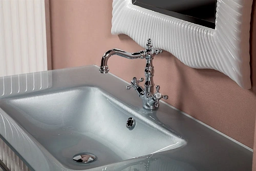 Тумба под раковину Boheme MONACO 100см h84см белая глянец + хром под раковину моноблок 866-100-WCR Тумба под раковину Boheme MONACO 100см h84см белая глянец + хром под раковину моноблок 866-100-WCR