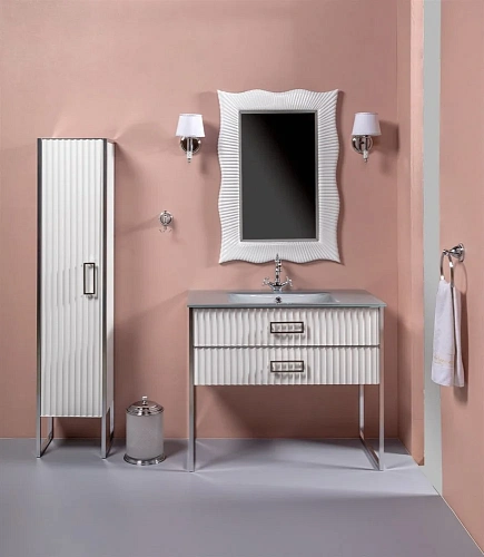 Тумба под раковину Boheme MONACO 100см h84см белая глянец + хром под раковину моноблок 866-100-WCR Тумба под раковину Boheme MONACO 100см h84см белая глянец + хром под раковину моноблок 866-100-WCR