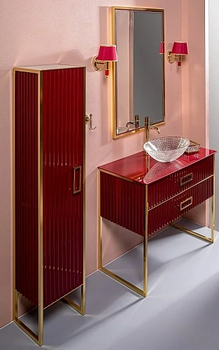 Тумба под раковину Boheme MONACO 100см h84см бордо глянец + золото под раковину моноблок 866-100-RG Тумба под раковину Boheme MONACO 100см h84см бордо глянец + золото под раковину моноблок 866-100-RG