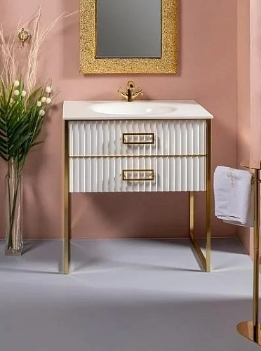 Тумба под раковину Boheme MONACO 80см h74см белая глянец + золото под раковину чашу 867-080-WG Тумба под раковину Boheme MONACO 80см h74см белая глянец + золото под раковину чашу 867-080-WG