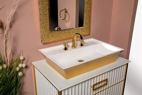 Тумба под раковину Boheme MONACO 80см h74см белая глянец + золото под раковину чашу 867-080-WG Тумба под раковину Boheme MONACO 80см h74см белая глянец + золото под раковину чашу 867-080-WG