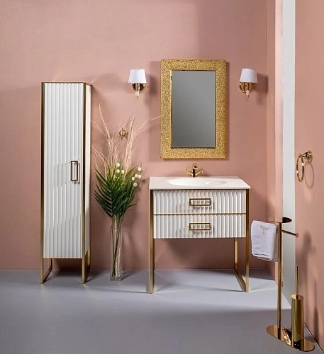 Тумба под раковину Boheme MONACO 80см h74см белая глянец + золото под раковину чашу 867-080-WG Тумба под раковину Boheme MONACO 80см h74см белая глянец + золото под раковину чашу 867-080-WG