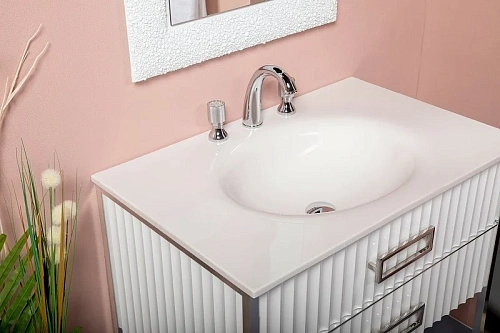 Тумба под раковину Boheme MONACO 80см h74см белая глянец + хром под раковину чашу 867-080-WCR Тумба под раковину Boheme MONACO 80см h74см белая глянец + хром под раковину чашу 867-080-WCR