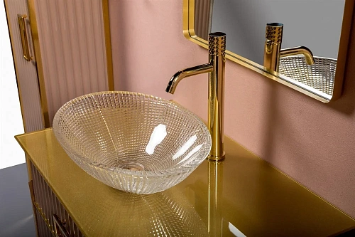 Тумба под раковину Boheme MONACO 80см h74см капучино глянец + золото под раковину чашу 867-080-CPG Тумба под раковину Boheme MONACO 80см h74см капучино глянец + золото под раковину чашу 867-080-CPG